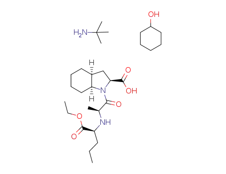 (2S,3aS,7aS)-1-[(2S)-2-[[(1S)-1-(ethoxycarbonyl)butyl]amino]-1-oxopropyl]octahydro-1H-indole-2-carboxylic acid tert-butylamine salt cyclohexanol solvate
