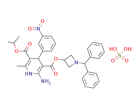2-amino-1,4-dihydro-6-methyl-4-(3-nitrophenyl)-3,5-pyridinedicarboxylic acid 3-(1-diphenylmethylazetidin-3-yl) ester 5-isopropyl ester monosulfate