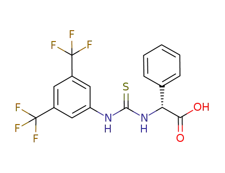 Molecular Structure of 1042303-85-4 ((R)-2-(3-(3,5-bis(trifluoromethyl)phenyl)thioureido)-2-phenylacetic acid)