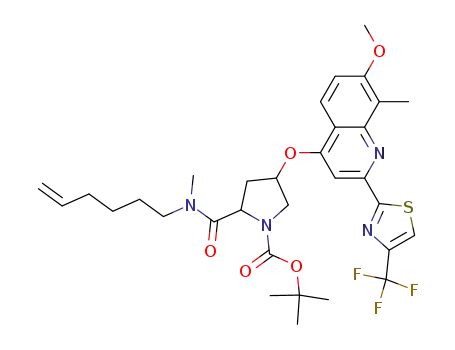 (2S,4S)-tert-butyl 2-(hex-5-enyl(methyl)carbamoyl)-4-(7-methoxy-8-methyl-2-(4-(trifluoromethyl)thiazol-2-yl)quinolin-4-yloxy)pyrrolidine-1-carboxylate
