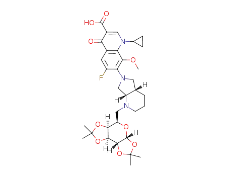 1-cyclopropyl-7-[(4aS,7aS)-1-(6-deoxy-1,2:3,4-di-O-isopropylidene-α-D-galactopyranos-6-yl)-octahydro-6H-pyrrolo[3,4-b]-pyridin-6-yl]-6-fluoro-1,4-dihydro-8-methoxy-4-oxo-3-quinolinecarboxylic acid