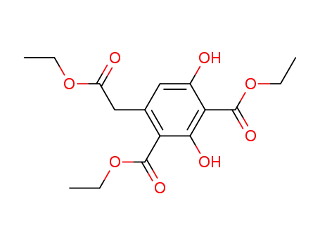 Molecular Structure of 6202-45-5 (diethyl 4-(2-ethoxy-2-oxoethyl)-2,6-dihydroxybenzene-1,3-dicarboxylate)