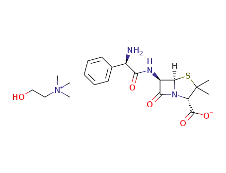 (2-hydroxyethyl)trimethylammonium 6-(2-amino-2-phenylacetamido)-3,3-dimethyl-7-oxo-4-thia-1-azabicyclo[3.2.0]heptane-2-carboxylate