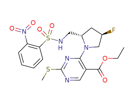 ethyl 4-((2S,4R)-4-fluoro-2-((2-nitrophenylsulfonamido)pyrrolidin-1-yl)-2-(methylthio)pyrimidine)-5-carboxylate