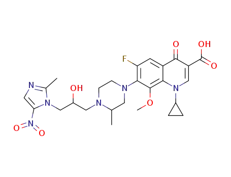 1-cyclopropyl-6-fluoro-7-(4-(2-hydroxy-3-(2-methyl-5-nitro-1H-imidazol-1-yl)propyl)-3-methylpiperazin-1-yl)-8-methoxy-4-oxo-1,4-dihydroquinoline-3-carboxylic acid