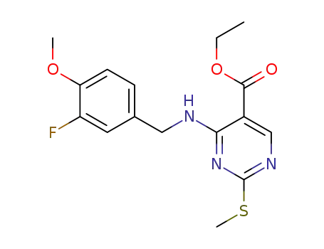 ethyl 4-((3-fluoro-4-methoxybenzyl)amino)-2-(methylthio)pyrimidine-5-carboxylate