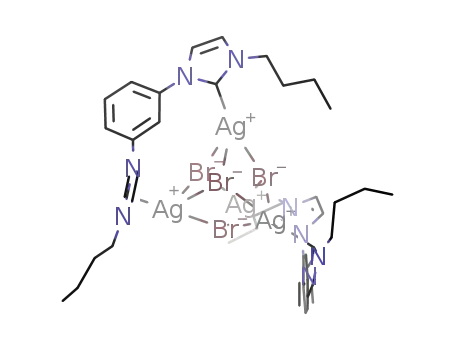 bis(μ-1,3-bis(3'-butylimidazol-2'-ylidene)benzene-k-C)tetra-μ3-bromotetrasilver(I)
