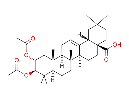 Molecular Structure of 6089-92-5 ((2α,3β)- 2,3-Bis(acetyloxy)-olean- 12-en-28-oic acid)