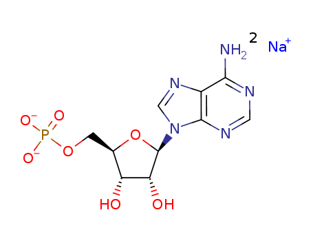 4578-31-8,Disodium adenosine 5'-phosphate,5'-Adenylicacid, disodium salt (7CI,8CI,9CI);5'-AMP disodium salt;AMP disodium salt;Adenosine 5'-monophosphate disodium;Adenosine 5'-phosphate disodium salt;Adenosine-5'-monophosphate disodium salt;Adenylic acid disodium salt;Disodium5'-AMP;Disodium 9-(b-D-ribofuranosyl)adenine 5'-monophosphate;Disodium AMP;Disodium adenylate;disodium[(2R,3S,4R,5R)-5-(6-aminopurin-9-yl)-3,4-dihydroxyoxolan-2-yl]methyl phosphate;