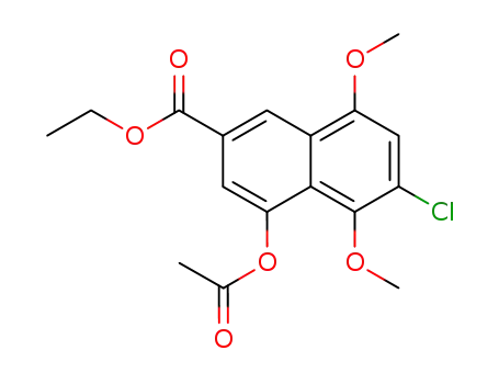 Molecular Structure of 124010-11-3 (ethyl 4-(acetyloxy)-6-chloro-5,8-dimethoxynaphthalene-2-carboxylate)