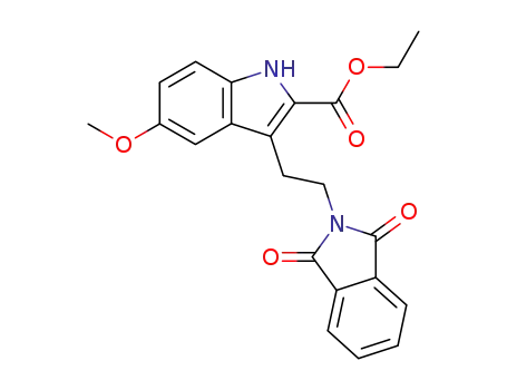 Molecular Structure of 55747-53-0 (Ethyl 3-[2-(1,3-dioxo-1,3-dihydro-2H-isoindol-2-yl)ethyl]-5-methoxy-1H-indole-2-carboxylate)