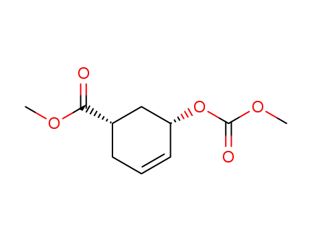 Molecular Structure of 87802-98-0 (3-Cyclohexene-1-carboxylic acid, 5-[(methoxycarbonyl)oxy]-, methyl
ester, (1R,5R)-rel-)