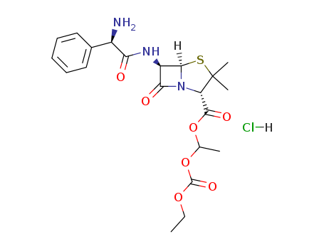4-Thia-1-azabicyclo[3.2.0]heptane-2-carboxylicacid, 6-[[(2R)-2-amino-2-phenylacetyl]amino]-3,3-dimethyl-7-oxo-,1-[(ethoxycarbonyl)oxy]ethyl ester, hydrochloride (1:1), (2S,5R,6R)-
