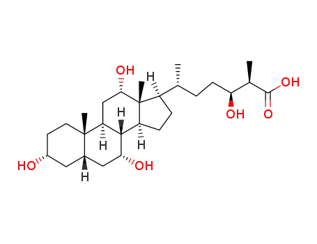 Molecular Structure of 85552-43-8 (Cholestan-26-oic acid, 3,7,12,24-tetrahydroxy-,
(3a,5b,7a,12a,24S,25R)-)