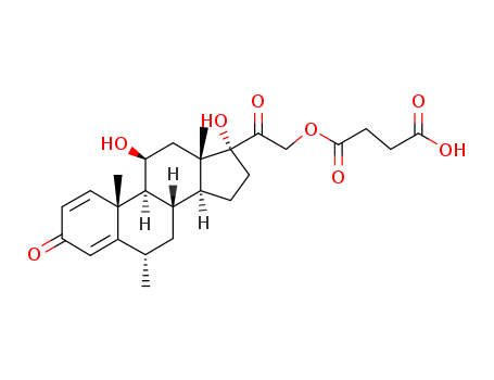 Pregna-1,4-diene-3,20-dione,21-(3-carboxy-1-oxopropoxy)-11,17-dihydroxy-6-methyl-, (6a,11b)-(2921-57-5)