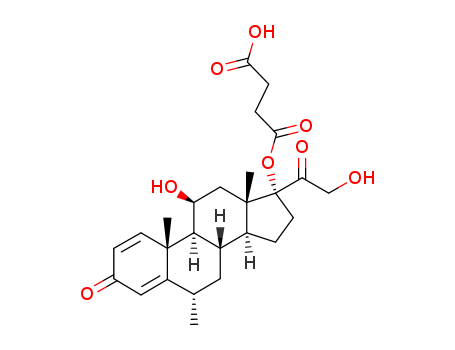 Pregna-1,4-diene-3,20-dione,17-(3-carboxy-1-oxopropoxy)-11,21-dihydroxy-6-methyl-, (6a,11b)- (9CI)