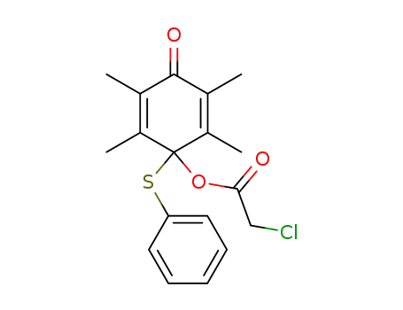 Molecular Structure of 194720-38-2 (Acetic acid, chloro-,
2,3,5,6-tetramethyl-4-oxo-1-(phenylthio)-2,5-cyclohexadien-1-yl ester)