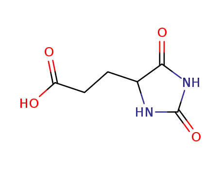 Molecular Structure of 5624-26-0 (3-(2,5-dioxoimidazolidin-4-yl)propanoic acid)