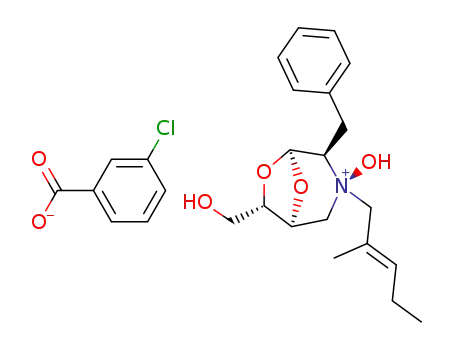 3-Chloro-benzoate(1S,3S,4R,5S,7S)-4-benzyl-3-hydroxy-7-hydroxymethyl-3-((E)-2-methyl-pent-2-enyl)-6,8-dioxa-3-azonia-bicyclo[3.2.1]octane;