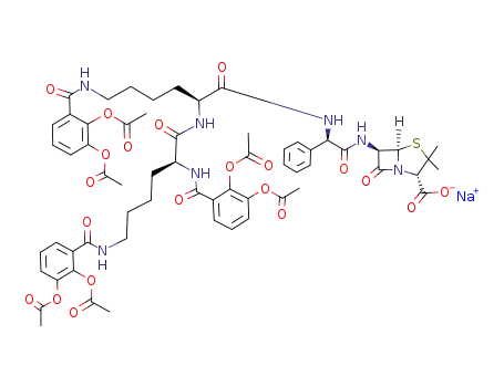 N-{N2'-[N2",N6"-bis(2,3-diacetoxybenzoyl)-L-lysyl]-N6-(2,3-diacetoxybenzoyl)-L-lysyl}-ampicillin sodium salt