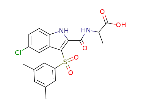 Molecular Structure of 742106-26-9 (Alanine,
N-[[5-chloro-3-[(3,5-dimethylphenyl)sulfonyl]-1H-indol-2-yl]carbonyl]-)
