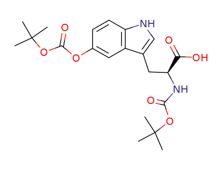Molecular Structure of 390816-59-8 (L-Tryptophan,
N-[(1,1-dimethylethoxy)carbonyl]-5-[[(1,1-dimethylethoxy)carbonyl]oxy]-)