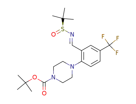 4-{2-[((SS)-2-methyl-propane-2-sulfinylimino)-methyl]-4-trifluoromethyl-phenyl}-piperazine-1-carboxylic acid tert-butyl ester