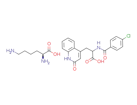 Molecular Structure of 847165-02-0 (L-Lysine,
mono[a-[(4-chlorobenzoyl)amino]-1,2-dihydro-2-oxo-4-quinolinepropan
oate])