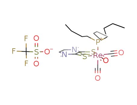 fac-Re(CO)3(N,N'-dimethylpiperazine-2,3-dithione)(P(nBu)3) trifluormethanesulfonate