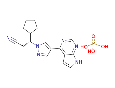 1092939-17-7,Ruxolitinib phosphate,(betaR)-beta-Cyclopentyl-4-(7H-pyrrolo[2,3-d]pyrimidin-4-yl)-1H-pyrazole-1-propanenitrile phosphate;