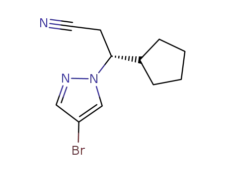 Molecular Structure of 1146629-83-5 ((R)-3-(4-broMo-1H-pyrazol-1-yl)-3-cyclopentylpropanenitrile)