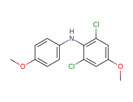 Molecular Structure of 127792-36-3 (Benzenamine, 2,6-dichloro-4-methoxy-N-(4-methoxyphenyl)-)