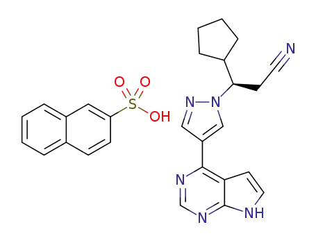(3R)-3-cyclopentyl-3-[4-(7H-pyrrolo[2,3-d]pyrimidin-4-yl)pyrazol-1-yl]propanenitrile 2-naphthalenesulphonate