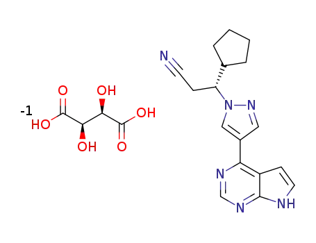 (3R)-3-cyclopentyl-3-[4-(7H-pyrrolo[2,3-d]pyrimidin-4-yl)pyrazol-1-yl]propanenitrile L-tartaric acid salt