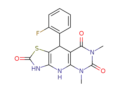 9-(2-fluorophenyl)-5,7-dimethyl-5,9-dihydrothiazolo[5',4':5,6]pyrido[2,3-d]pyrimidine-2,6,8(3H,4H,7H)-trione