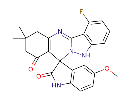 1-fluoro-5'-methoxy-10,10-dimethyl-10,11-dihydro-5H-spiro[indazolo[3,2-b]quinazoline-7,3'-indoline]-2',8(9H)-dione