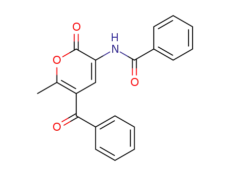 Molecular Structure of 127143-19-5 (Benzamide, N-(5-benzoyl-6-methyl-2-oxo-2H-pyran-3-yl)-)