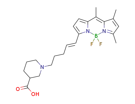 rac-(E)-7-{5-[3-(carboxy)piperidin-1-yl]pentenyl}-5,5-difluor-1,3,10-trimethyl-5H-dipyrrolo[1,2-c:2′,1′-f][1,3,2]diazaborinin-4-ium-5-uide