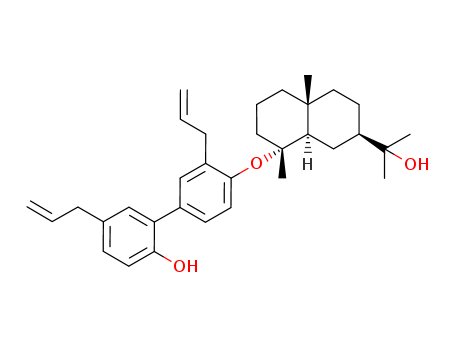 Molecular Structure of 126654-55-5 (2-Naphthalenemethanol,decahydro-8-[(2'-hydroxy-3,5'-di-2-propen-1-yl[1,1'-biphenyl]-4-yl)oxy]-a,a,4a,8-tetramethyl-, (2R,4aR,8R,8aR)-)