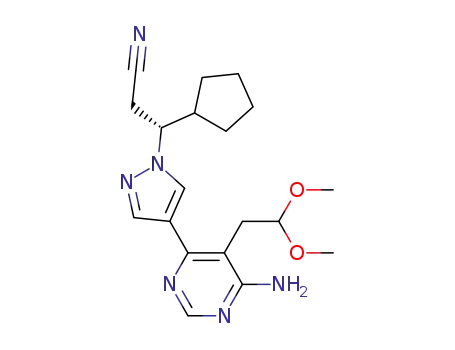 (R)-3-(4-(6-amino-5-(2,2-dimethoxyethyl)pyrimidin-4-yl)-1H- pyrazol-1-yl)-3-cyclopentylpropanenitrile