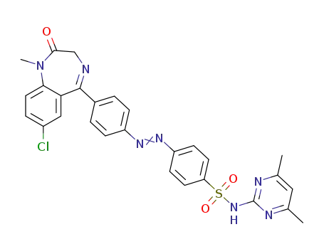 4-([4-{7-chloro-1-methyl-2-oxo-2,3-dihydro-1H-benzo[e][1,4]diazepin-5-yl}phenyl]diazenyl)-N-(4,6-dimethylpyrimidin-2-yl)benzenesulfonamide