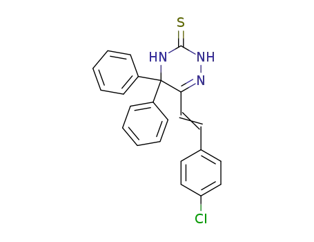 Molecular Structure of 91732-89-7 (1,2,4-Triazine-3(2H)-thione,
6-[2-(4-chlorophenyl)ethenyl]-4,5-dihydro-5,5-diphenyl-)