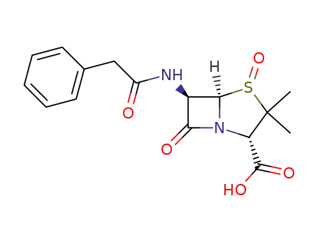Molecular Structure of 4052-54-4 ([2S-(2alpha,5alpha,6beta)]-3,3-dimethyl-7-oxo-6-(phenylacetamido)-4-thia-1-azabicyclo[3.2.0]heptane-2-carboxylic acid 4-oxide)