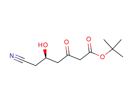 Molecular Structure of 125988-01-4 ((5R)-6-Cyano-5-hydroxy-3-oxo-hexanoic Acid tert-Butyl Ester)