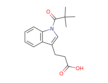 Molecular Structure of 160320-11-6 (1H-Indole-3-propanoic acid, 1-(2,2-dimethyl-1-oxopropyl)-)