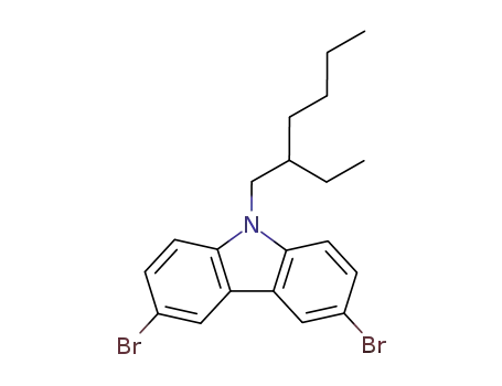 Molecular Structure of 173063-52-0 (3,6-dibroMo-9-(2-ethylhexyl)-9H-carbazole)
