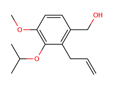 Molecular Structure of 634616-23-2 (Benzenemethanol, 4-methoxy-3-(1-methylethoxy)-2-(2-propenyl)-)