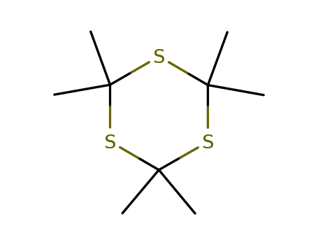 828-26-2,2,2,4,4,6,6-Hexamethyl-S-trithiane,s-Trithiane,2,2,4,4,6,6-hexamethyl- (8CI);s-Trithiane, hexamethyl- (6CI,7CI);2,2,4,4,6,6-Hexamethyl-s-trithiane;Hexamethyl-1,3,5-trithiane;Hexamethyl-s-trithiane;Trithioacetone;2.2.4.4.6.6-Hexamethyl-1.3.5-trithiane;