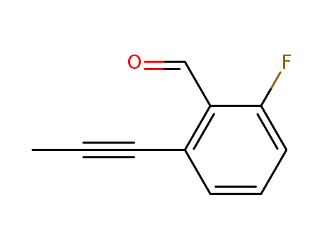 Molecular Structure of 608515-62-4 (Benzaldehyde, 2-fluoro-6-(1-propynyl)- (9CI))