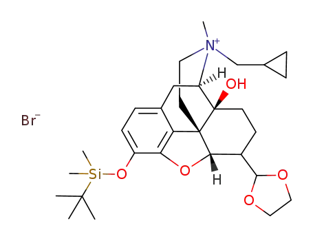 3-[(tert-butyldimethylsilyl)oxy]-17-(cyclopropylmethyl)-4,5a-epoxy-14-hydroxyl-6-(1,3-dioxolan-2-yl)-N-methylmorphinan bromide
